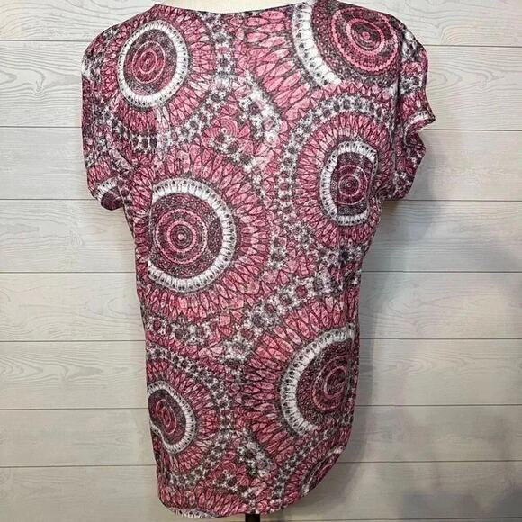 Ruby Rd. pink kaleidoscope embellished top Size Large - Picture 5 of 6